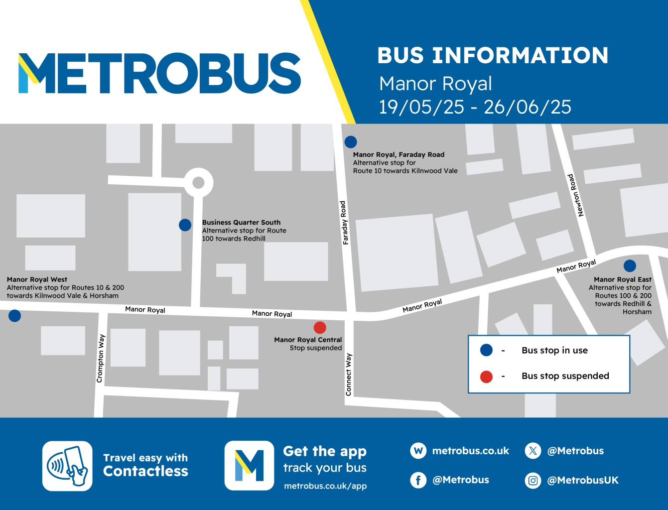 Manor Royal Bus Information Map
