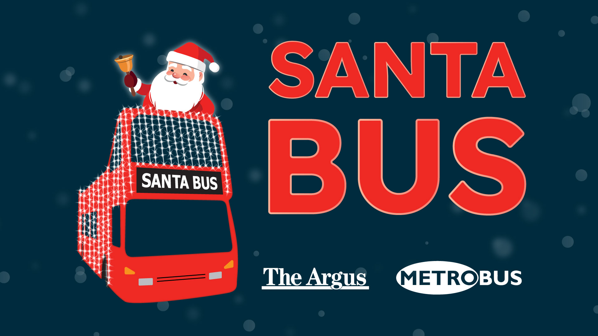 Image if the Santa Bus with text that says " Santa Bus"