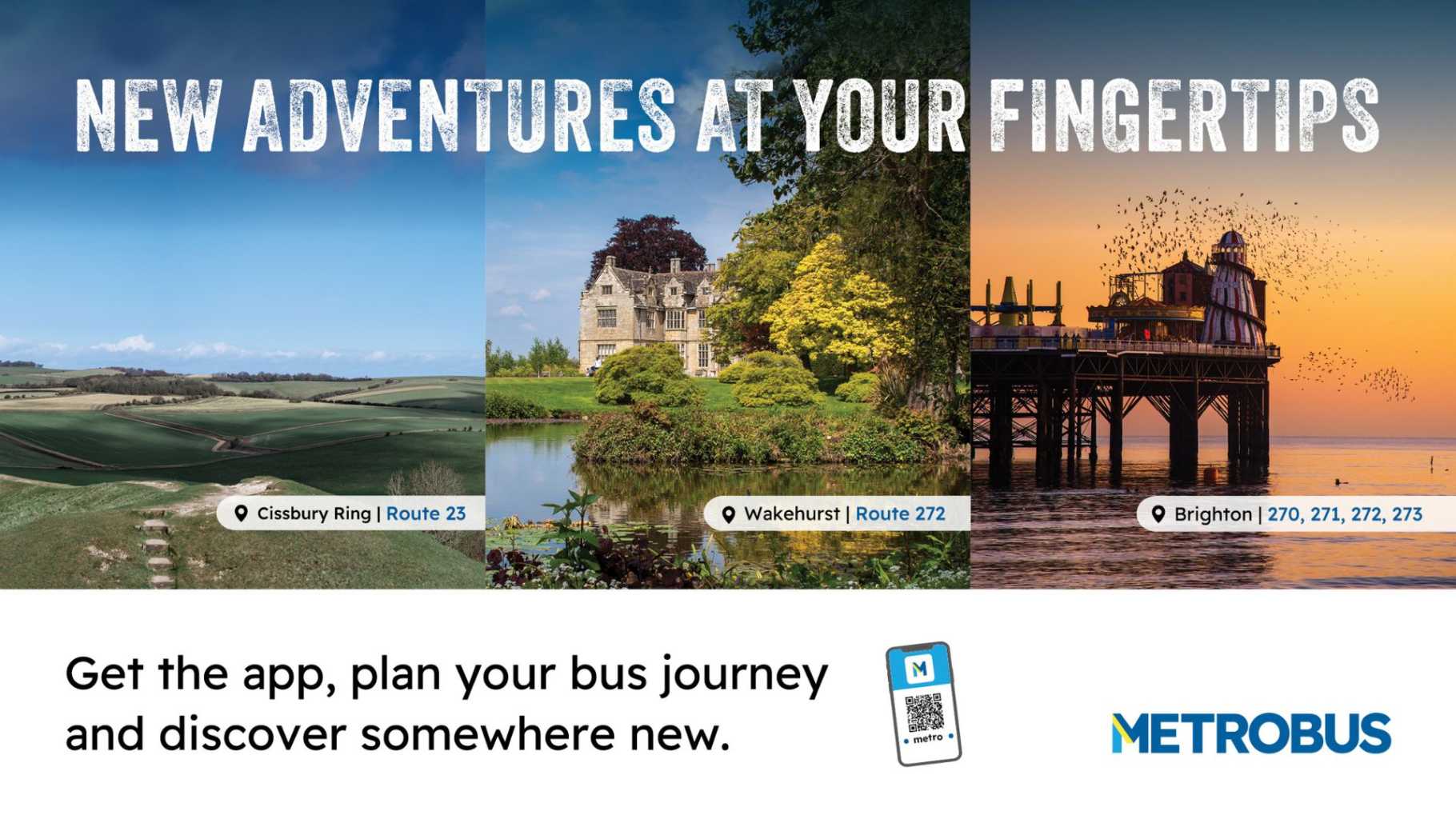 images of 3 locations on the network with text overlaid reading new adventures at your fingertips